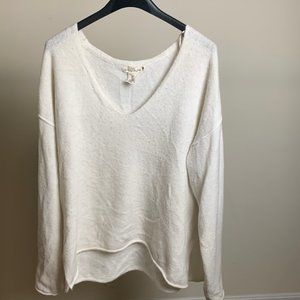 white v-neck sweater